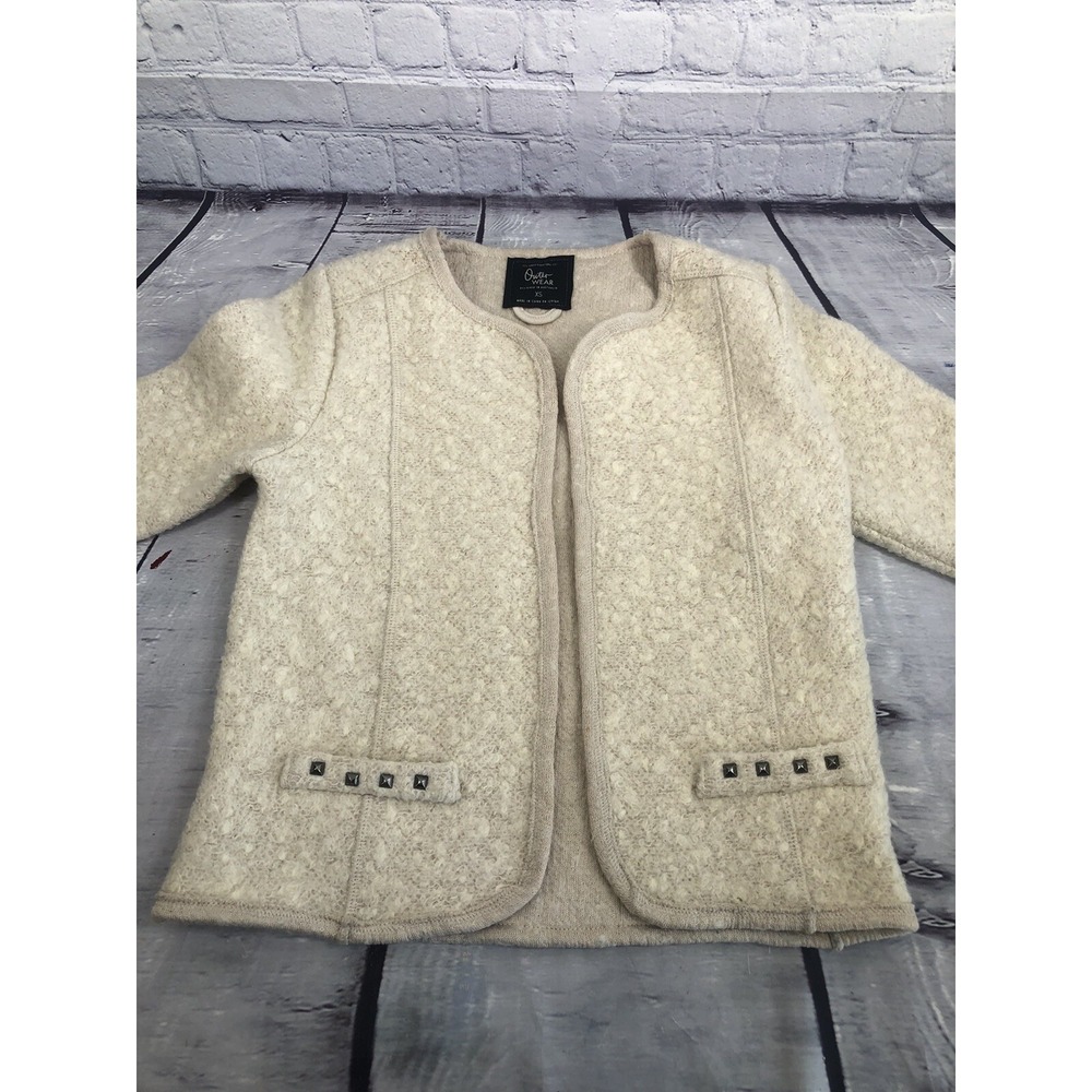 Outer Wear designed in Australia boieled wool open jacket sz xs tan beige - Picture 6 of 8